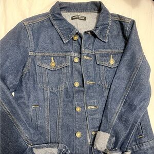 SHEIN Blue Denim Jacket with Gold Buttons